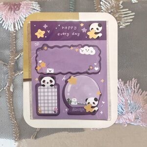 🆕 🎉 aesthetic purple kawaii panda sticky note set